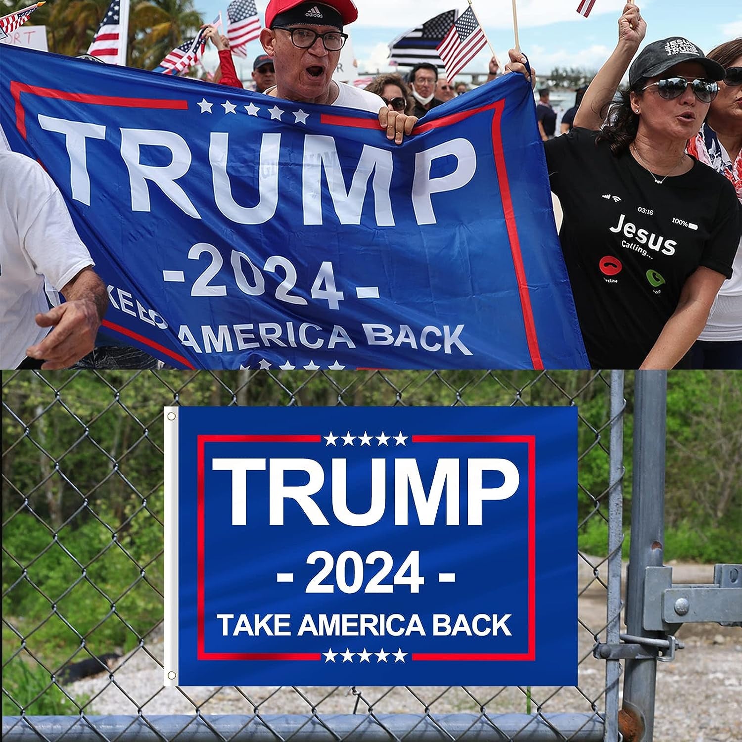 Trump 2024 Flag, 3 X 5 Feet Trump Flag Take American Back with 4 Pcs Trump 2024 Sticker, Polyester Fiber Trump Desantis 2024 Flag, American Flag Bright Anti-Ultraviolet Fading