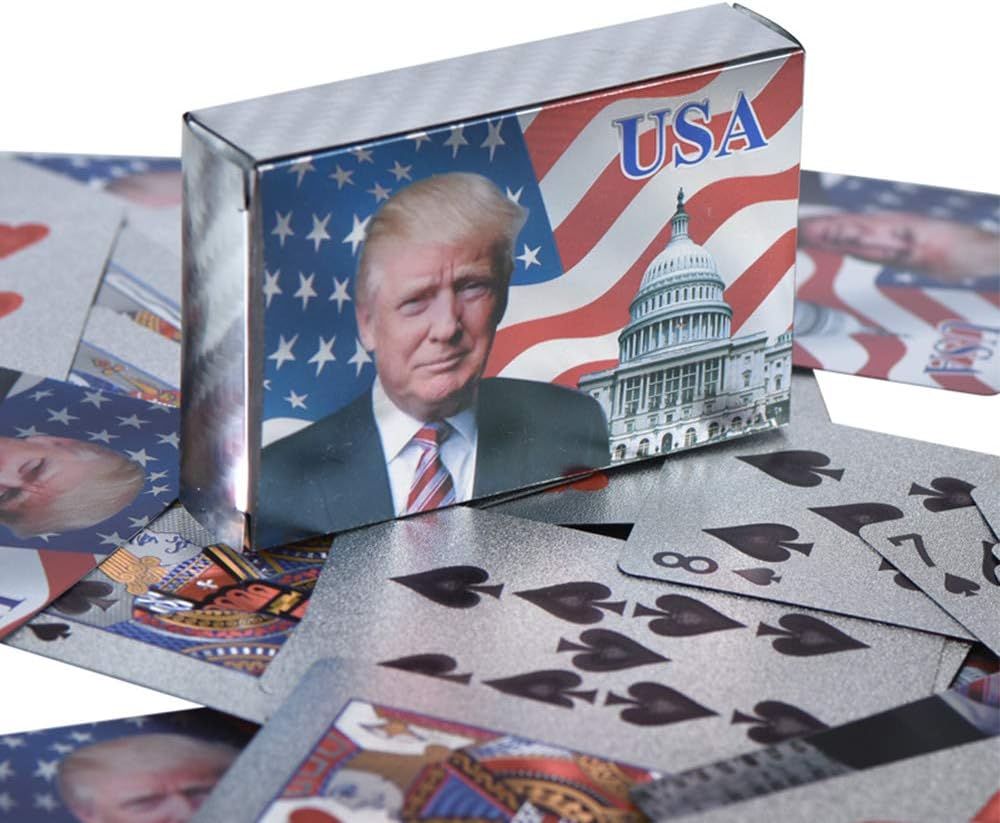 Donald Trump Playing Cards - Gold Playing Cards Deck of Waterproof Poker Cards for Game for Table Games Good Trump Gift for Men,