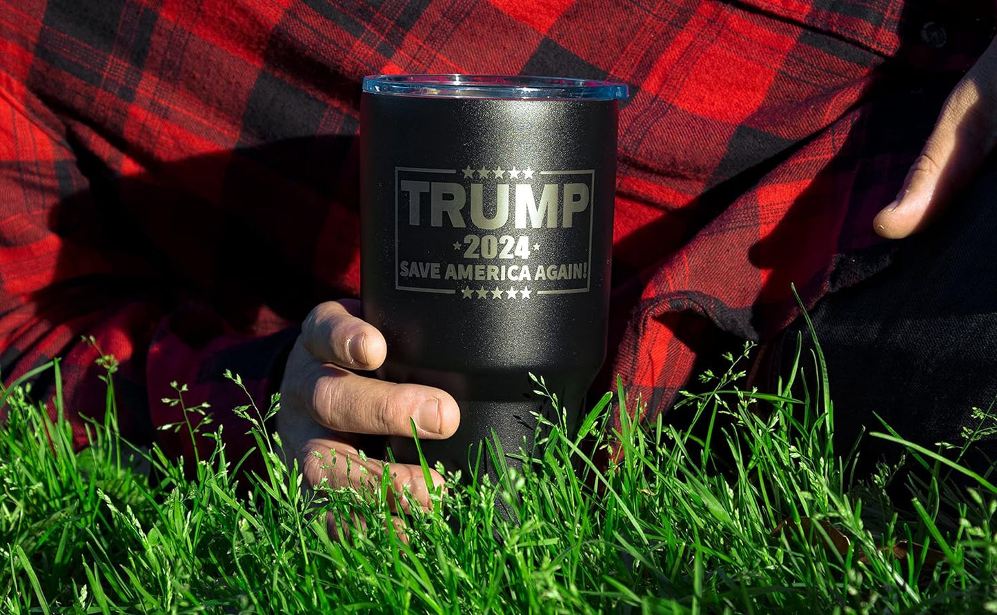 Trump 2024 Travel Coffee Mug - Double Wall Vacuum Insulated Stainless Steel Coffee Thermos 30 Oz Tumbler - Republican Tumbler Tea Mug Patriotic Gift (Trump 2024)